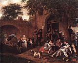 Jan Steen Famous Paintings - Leaving the Tavern